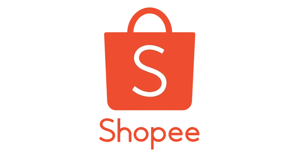 Graphic design of the Shopee logo featuring an orange shopping bag with a white 'S' and the brand name.