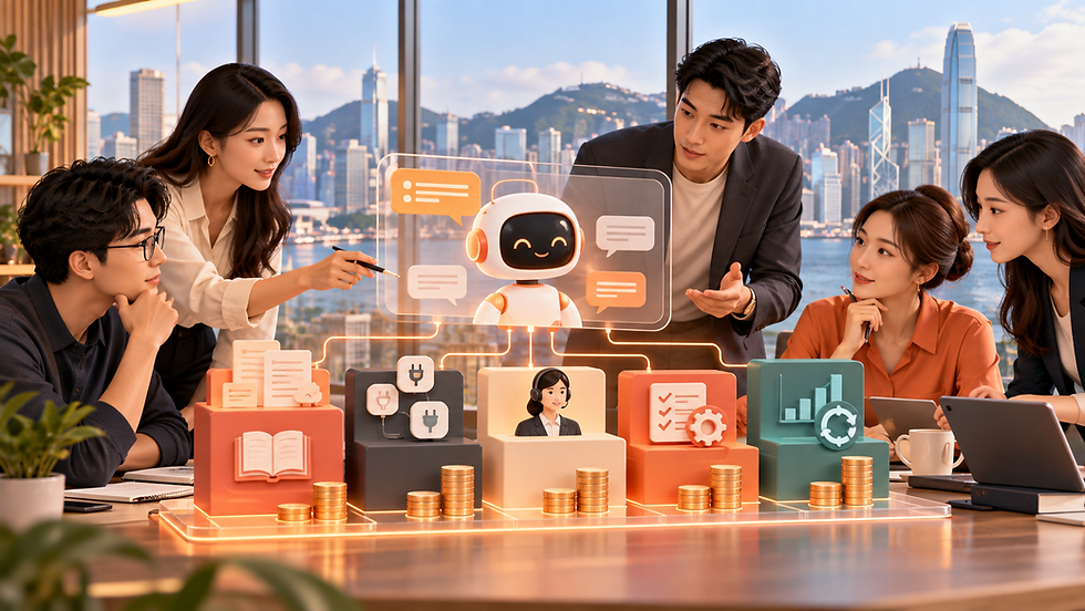A Hong Kong brand comparing AI customer service knowledge, handoff, integration, testing and monthly costs.