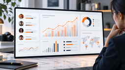 A brand manager reviewing influencer median views, audience geography and engagement quality on an analytics dashboard.
