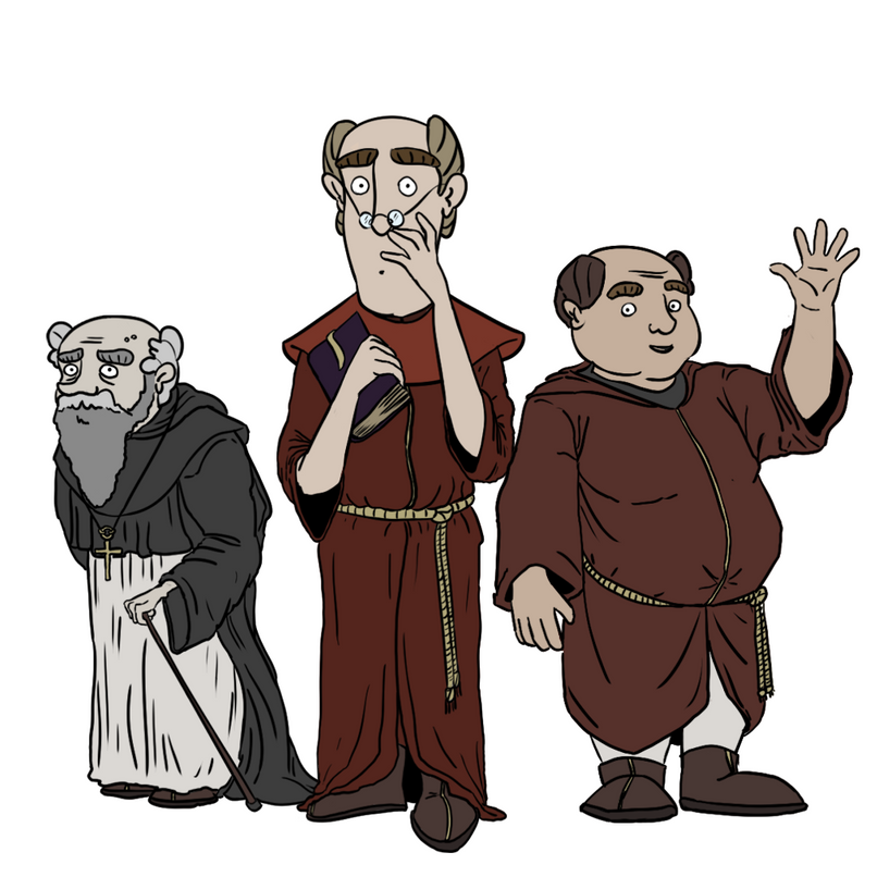 Monjes Medievales - Plano Color