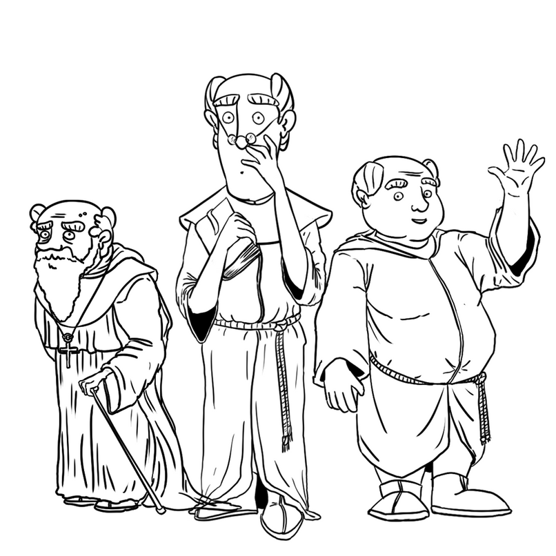 Monjes Medievales - Line Art