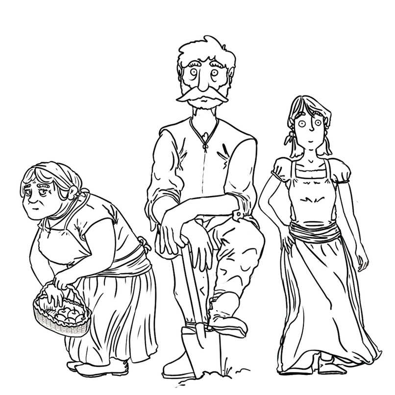Aldeano del Poblado - Line Art