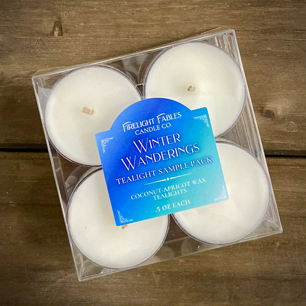 Winter Wanderings Sample Pack with four fantasy-inspired winter tealight candles