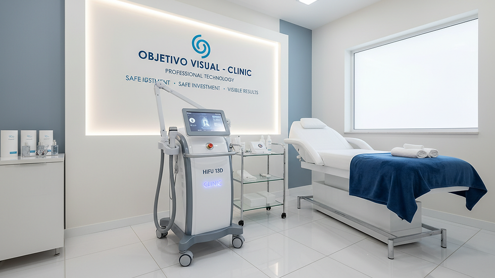 Eye-level view of a clinic room with HIFU 13D professional device ready for treatment