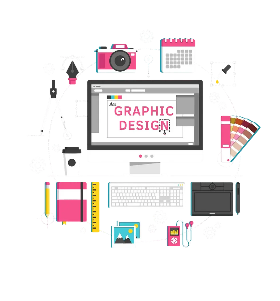 Graphic design workspace illustration