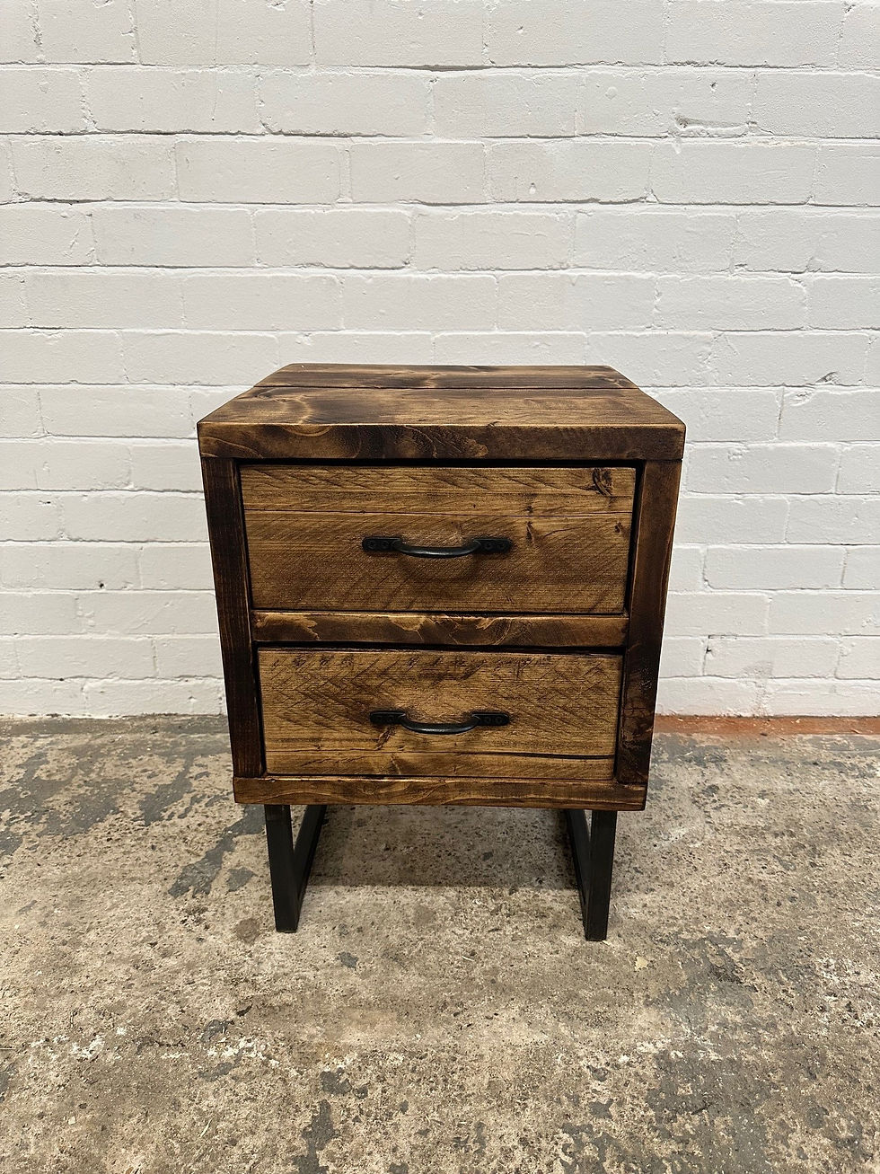 Thumbnail: Industrial Chic Reclaimed Custom Bedside Side Table with 2x Drawer 784