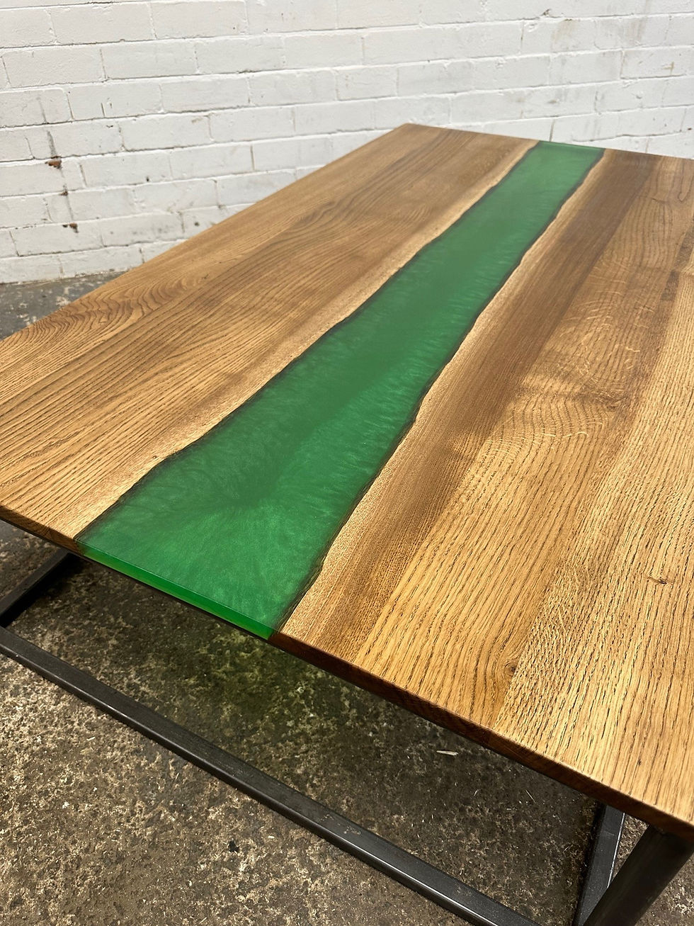 Thumbnail: Industrial Chic Solid Oak Epoxy River Resin Cube Coffee table -780
