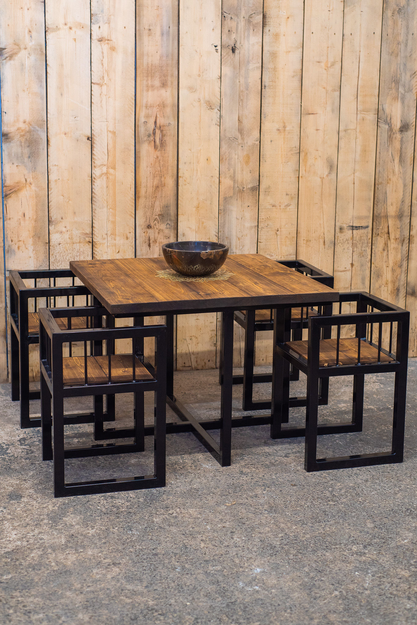 Outdoor Reclaimed 4 - Seater Space Saver Garden Set - Chairs with Arms - 829-1