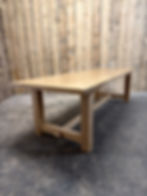 Thumbnail: Scandi Full Stave Chunky Solid Oak All Timber Dining Table - 830