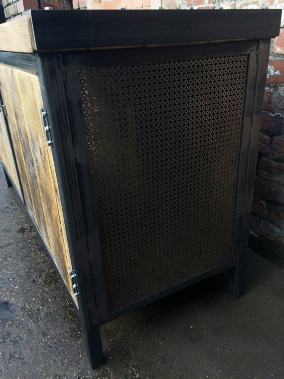 Thumbnail: Reclaimed Industrial Chic Rustic Sideboard Dresser Cupboard 381