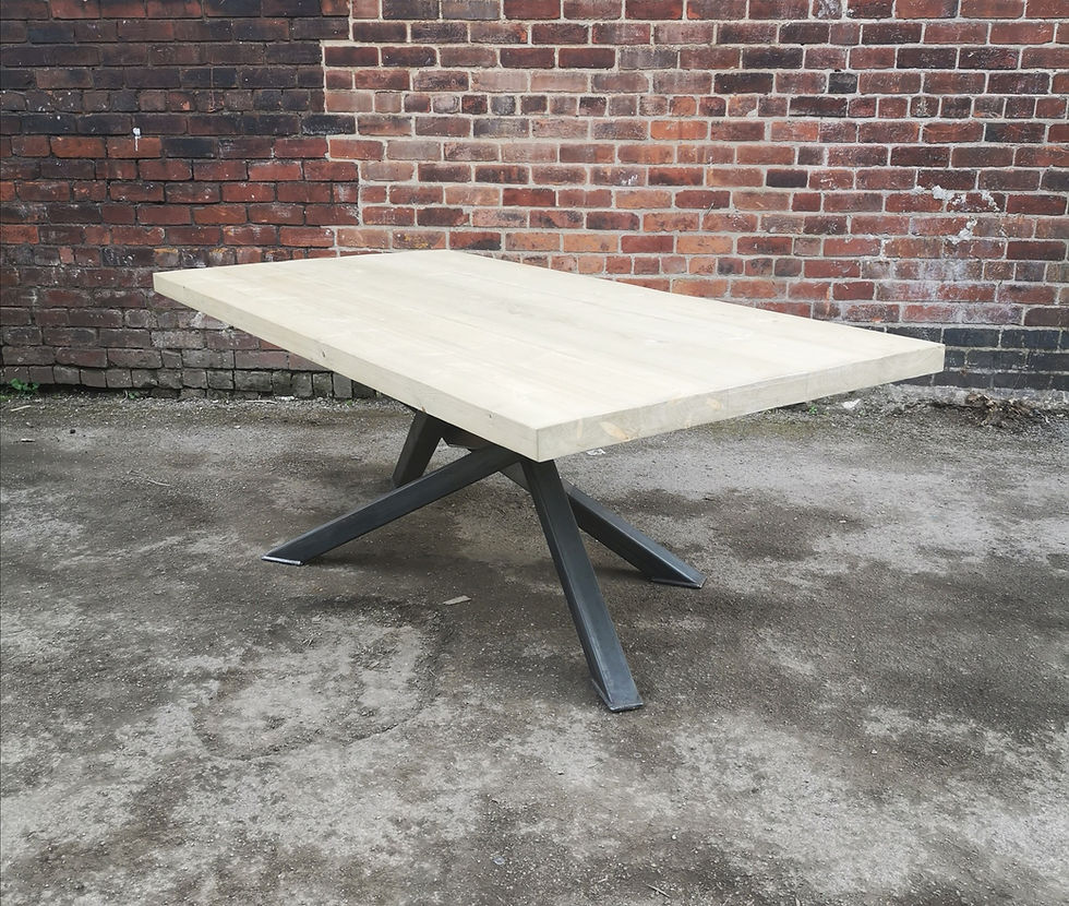 Thumbnail: Industrial Chic Reclaimed Custom Centre Pedestal Table Steel & Wood 656