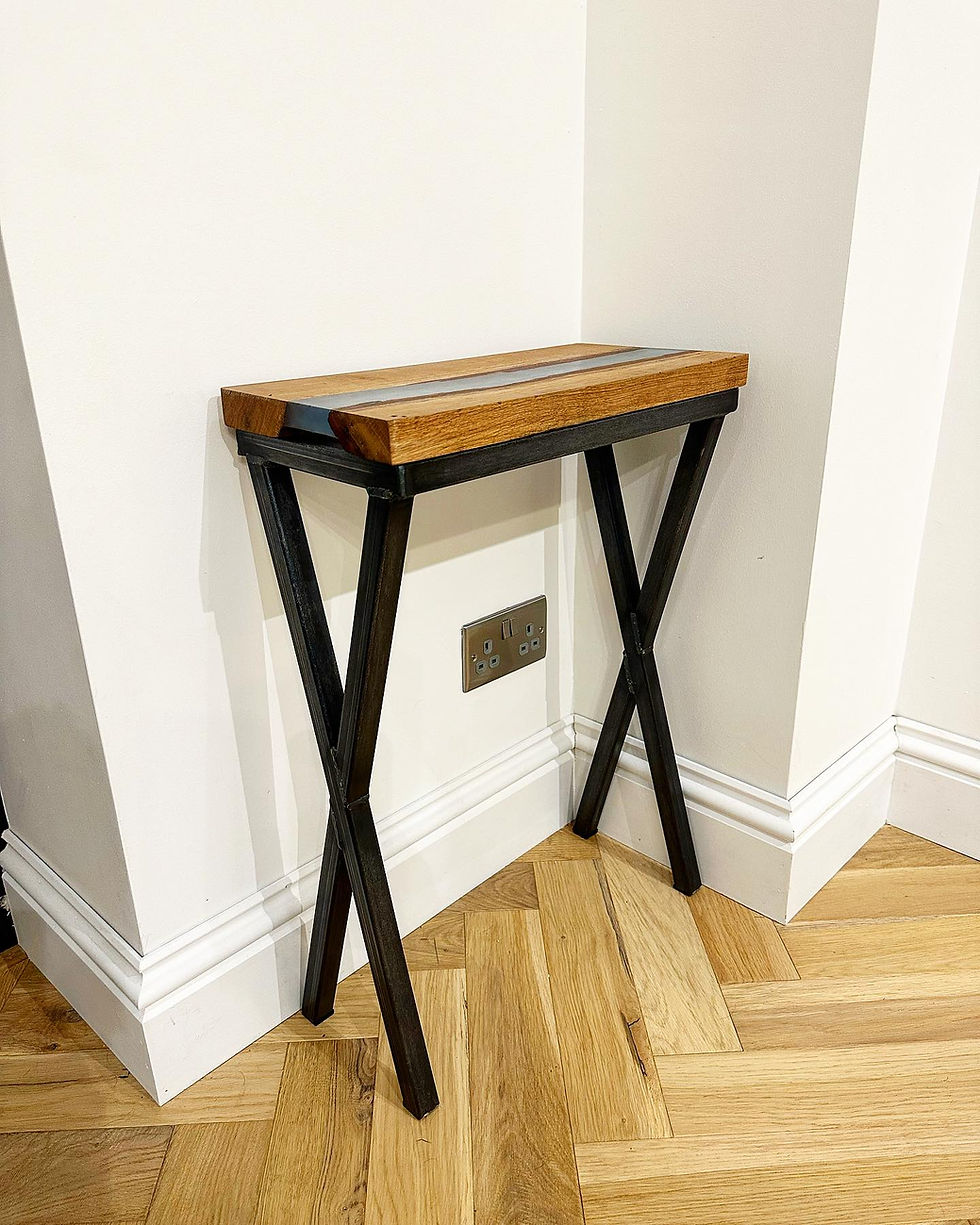 Thumbnail: Solid Oak Solid Oak River Resin XX Console Side Table -746