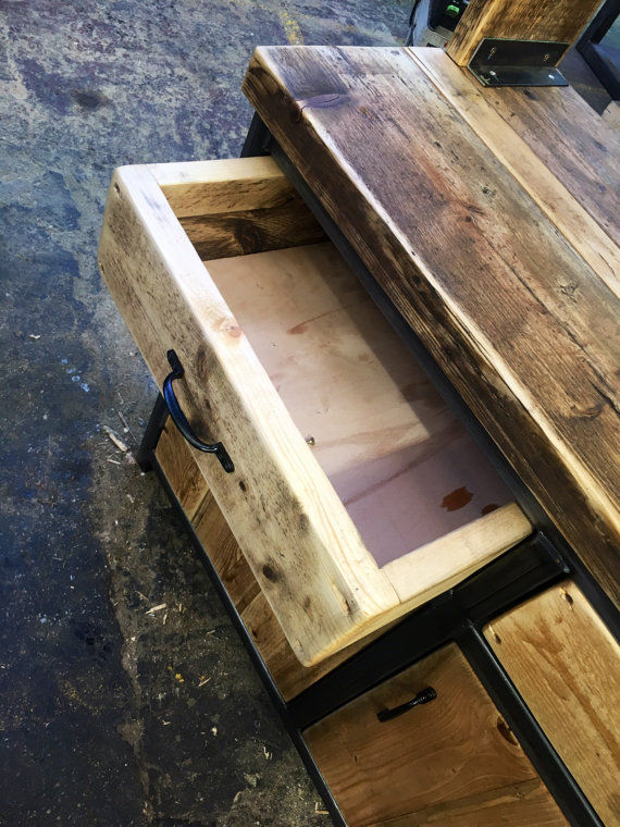 Thumbnail: Reclaimed Industrial Chic Rustic Sideboard Dresser Cupboard 061