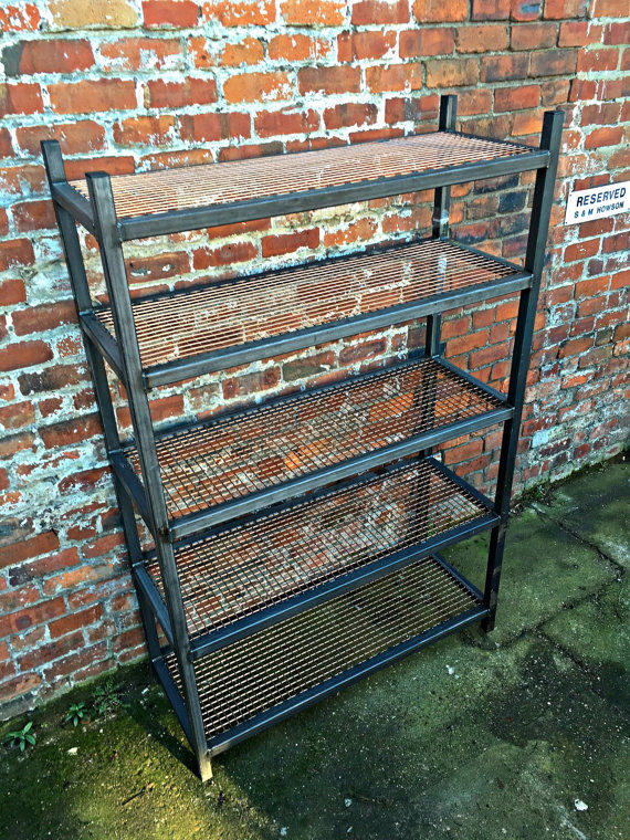 Thumbnail: Industrial Chic Reclaimed Custom Steel & Copper Wire Bookcase Shelving Unit 287