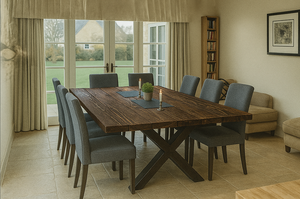 Thumbnail: Reclaimed Industrial Chic XX 10-12 Seater Solid Wood & Metal Dining Table 490