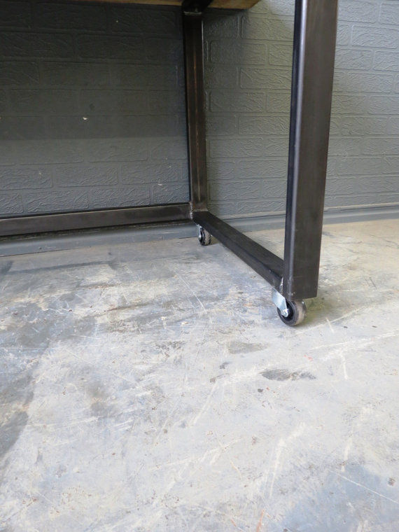 Thumbnail: Industrial Chic Reclaimed Custom Office Desk Tables on Wheels Steel 109