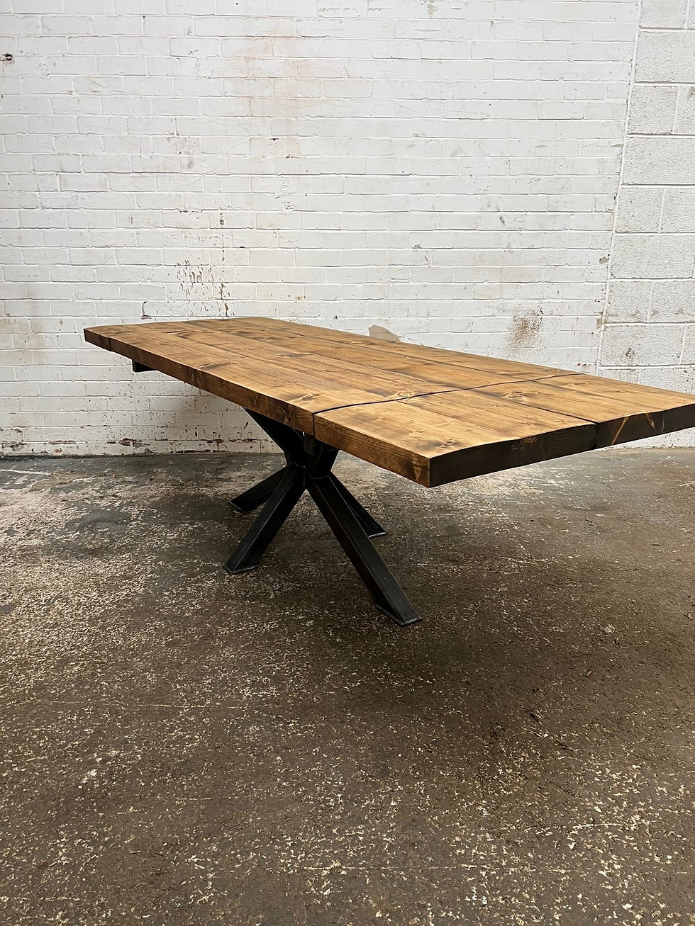 Thumbnail: Reclaimed Industrial Chic 6-10 Seater Pedestal End Extending Table -533-1