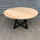 Thumbnail: Industrial Chic Round Full Stave Oak Criss-Cross Pedestal Table 578