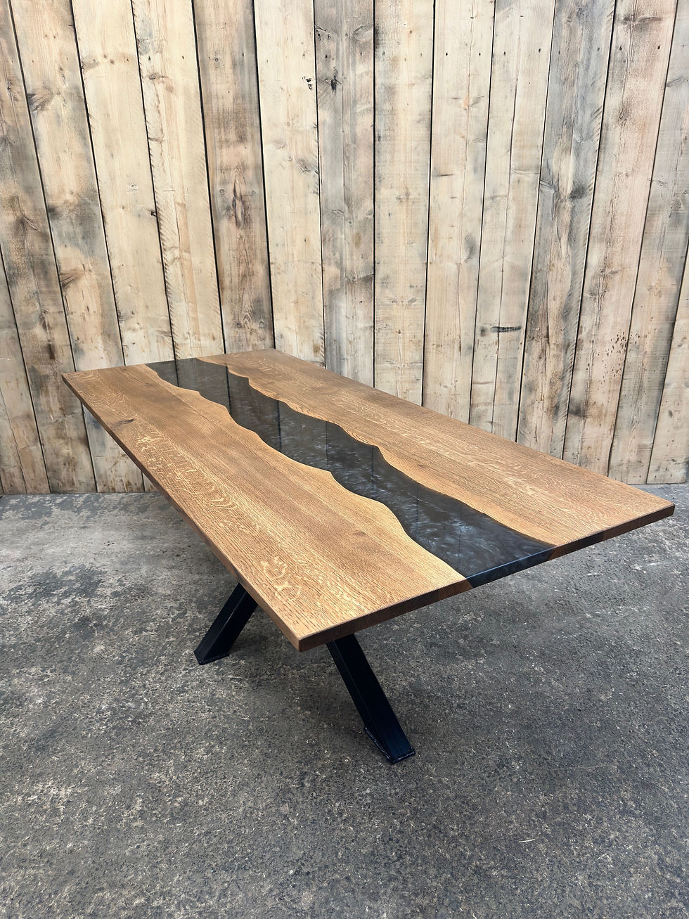 Thumbnail: Industrial Chic Epoxy Resin River Spider Pedestal Dining Table - 824