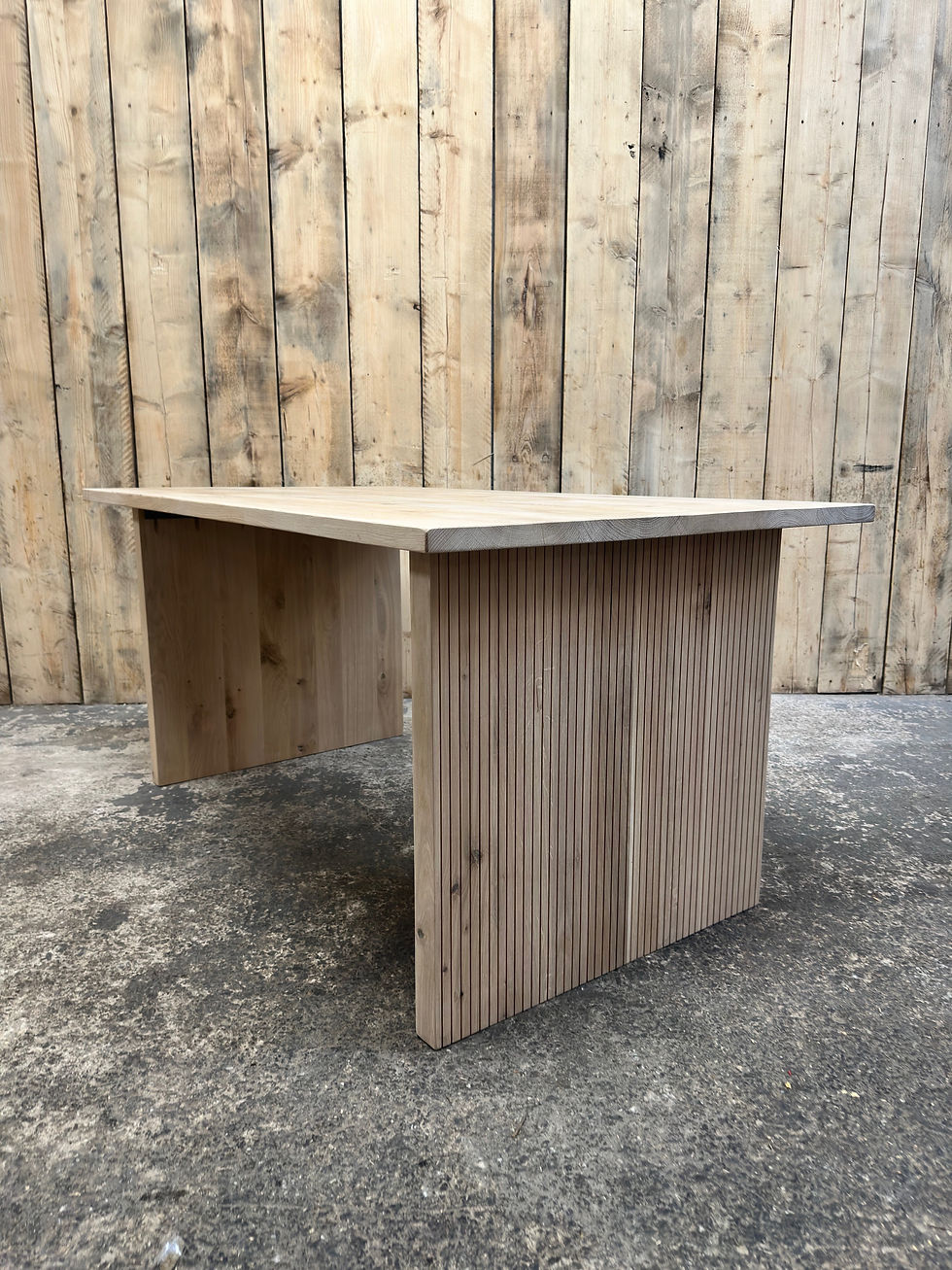 Thumbnail: Scandi Farmhouse 'Line' Full Stave Solid Oak Dining Table - 832