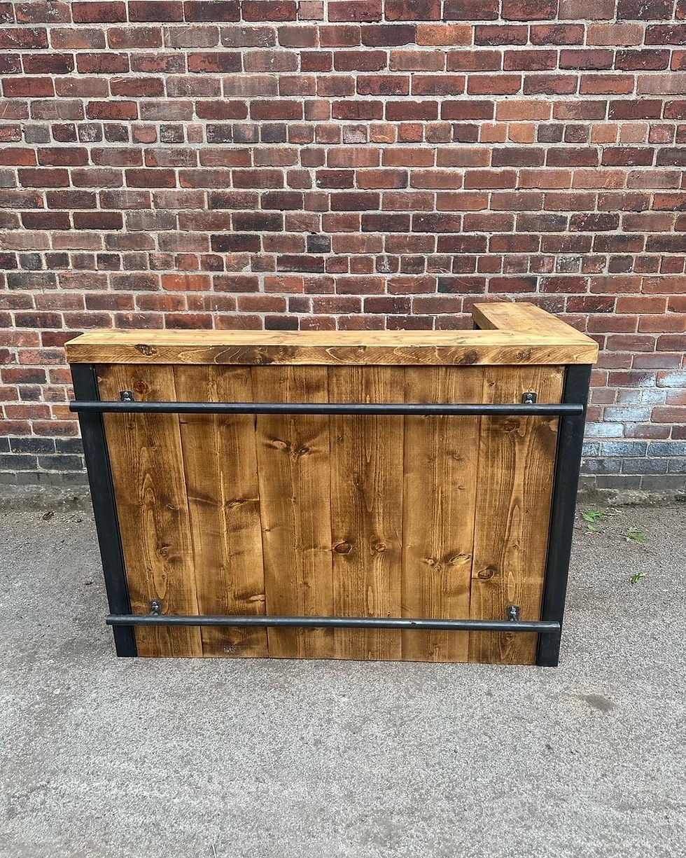 Thumbnail: Reclaimed Industrial Chic Custom 'L' Shape Corner Home Bar Counter -730