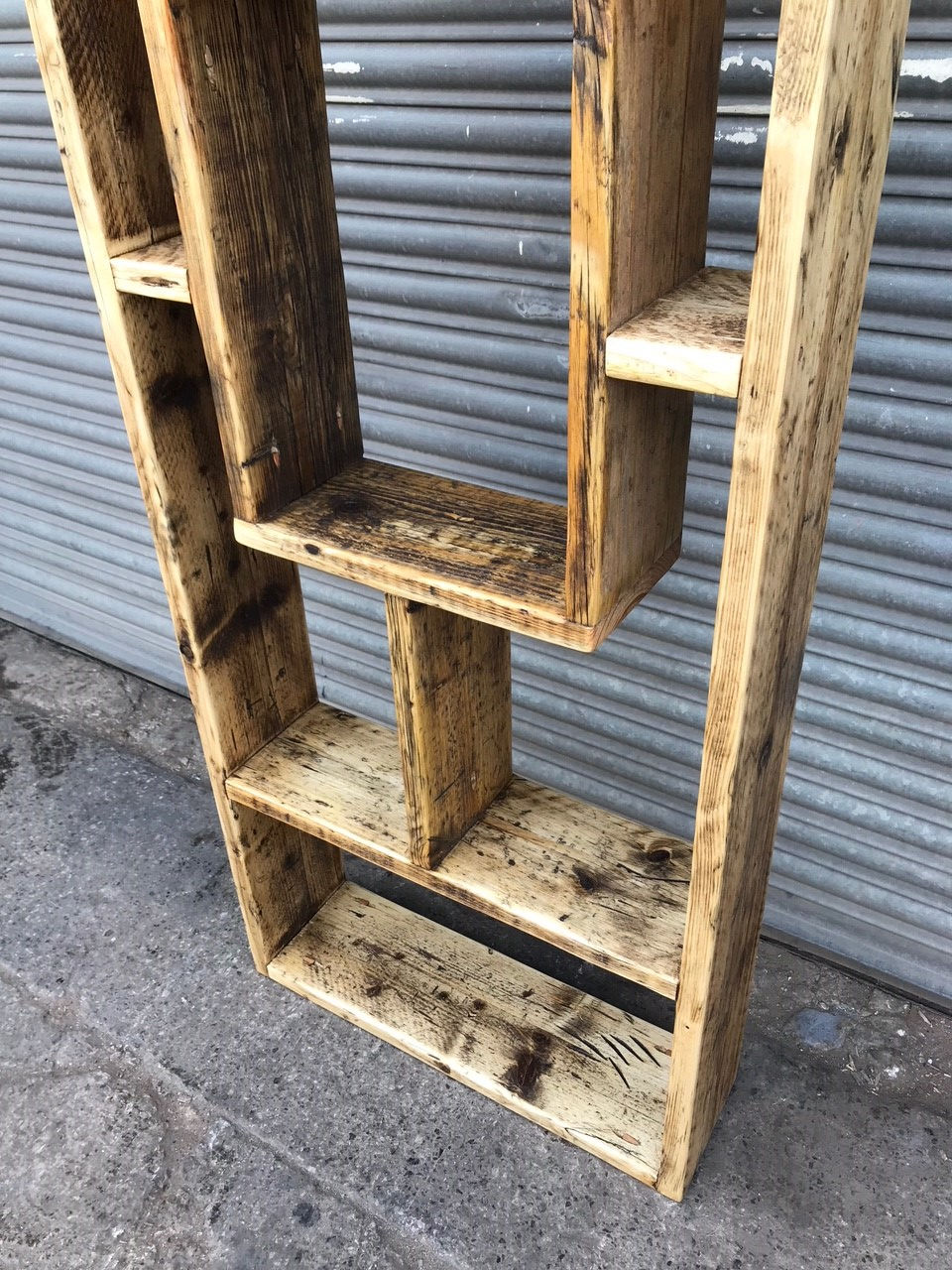 Thumbnail: Reclaimed Industrial Chic Rustic All Timber Geo Bookcase Shelving - 622