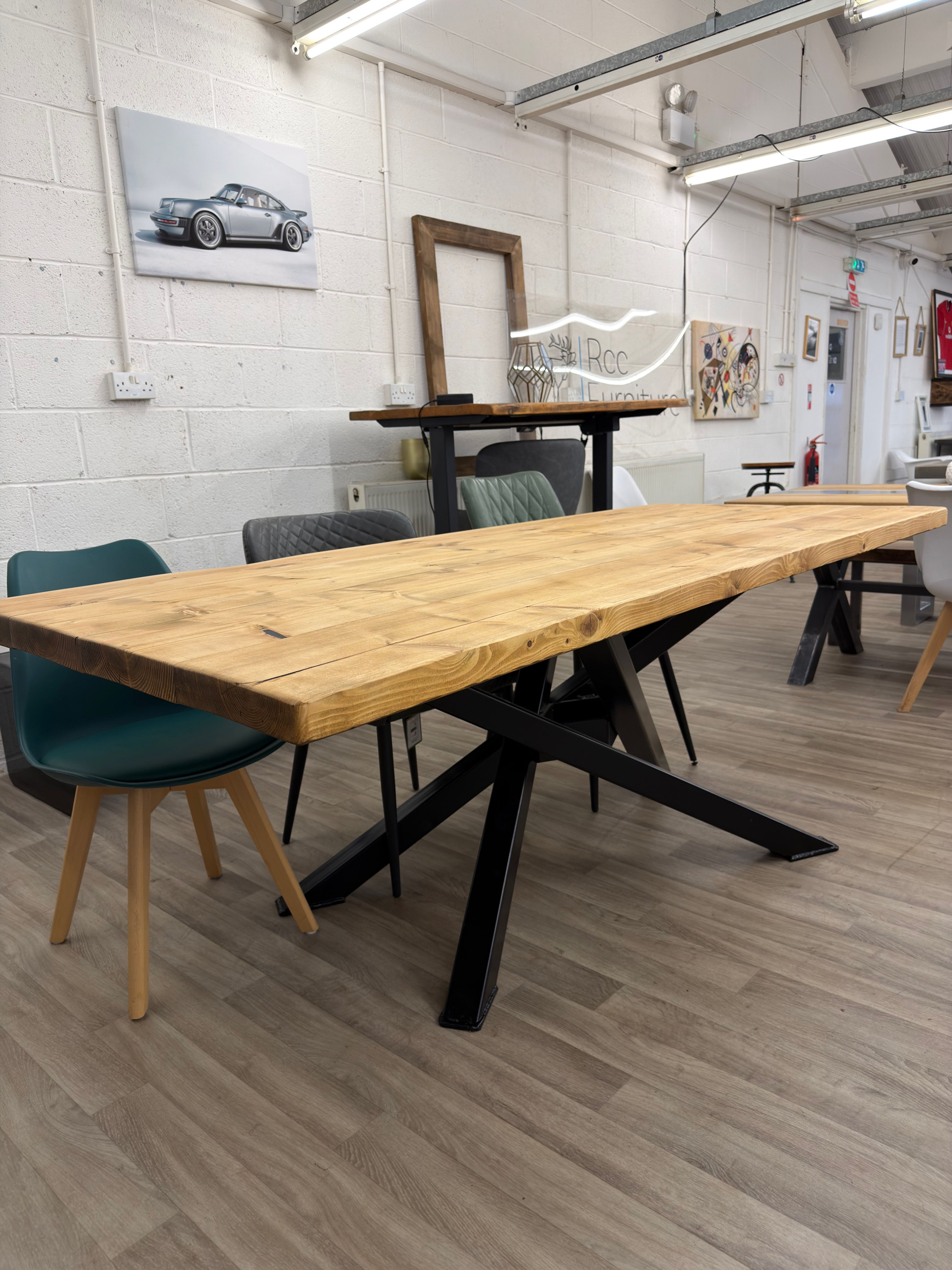 ***IN STOCK*** Reclaimed Spider Pedestal table- 220x90x75 - OIL