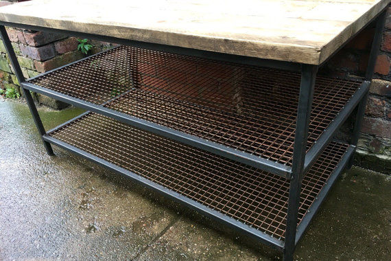 Thumbnail: Industrial Chic Reclaimed Custom Copper 2 Shelf Coffee Table TV Unit 073