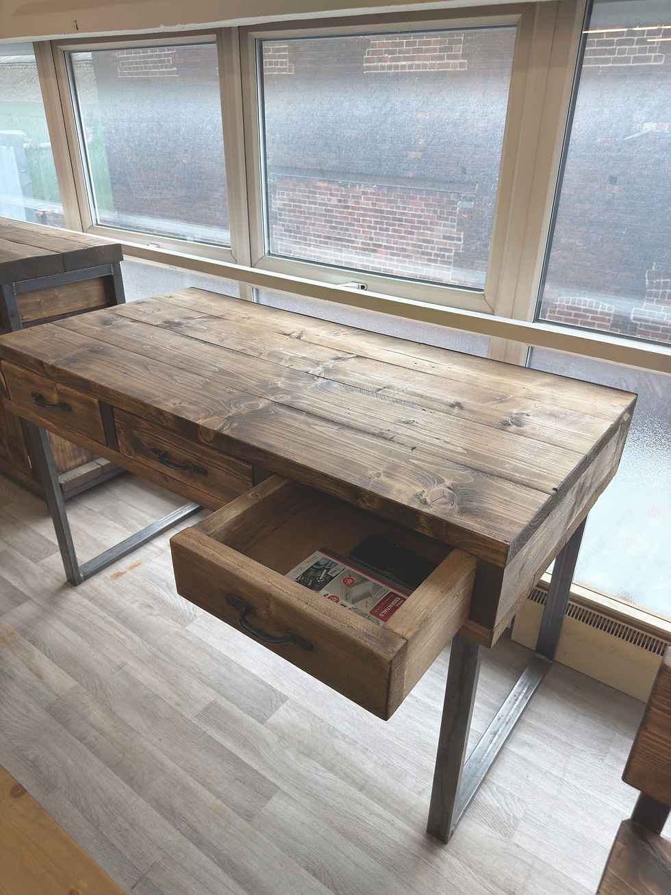 Thumbnail: **IN-STOCK** 140x66x80 3-Drawer Desk  - DARK OAK