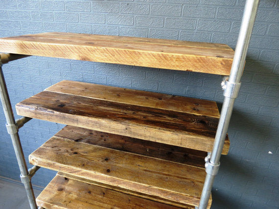 Thumbnail: Reclaimed Industrial Chic Custom Made Scaffold Pipe Shelving Furniture 452