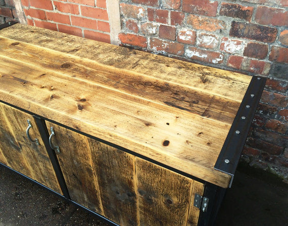 Thumbnail: Reclaimed Industrial Chic Rustic Sideboard Dresser Cupboard 381