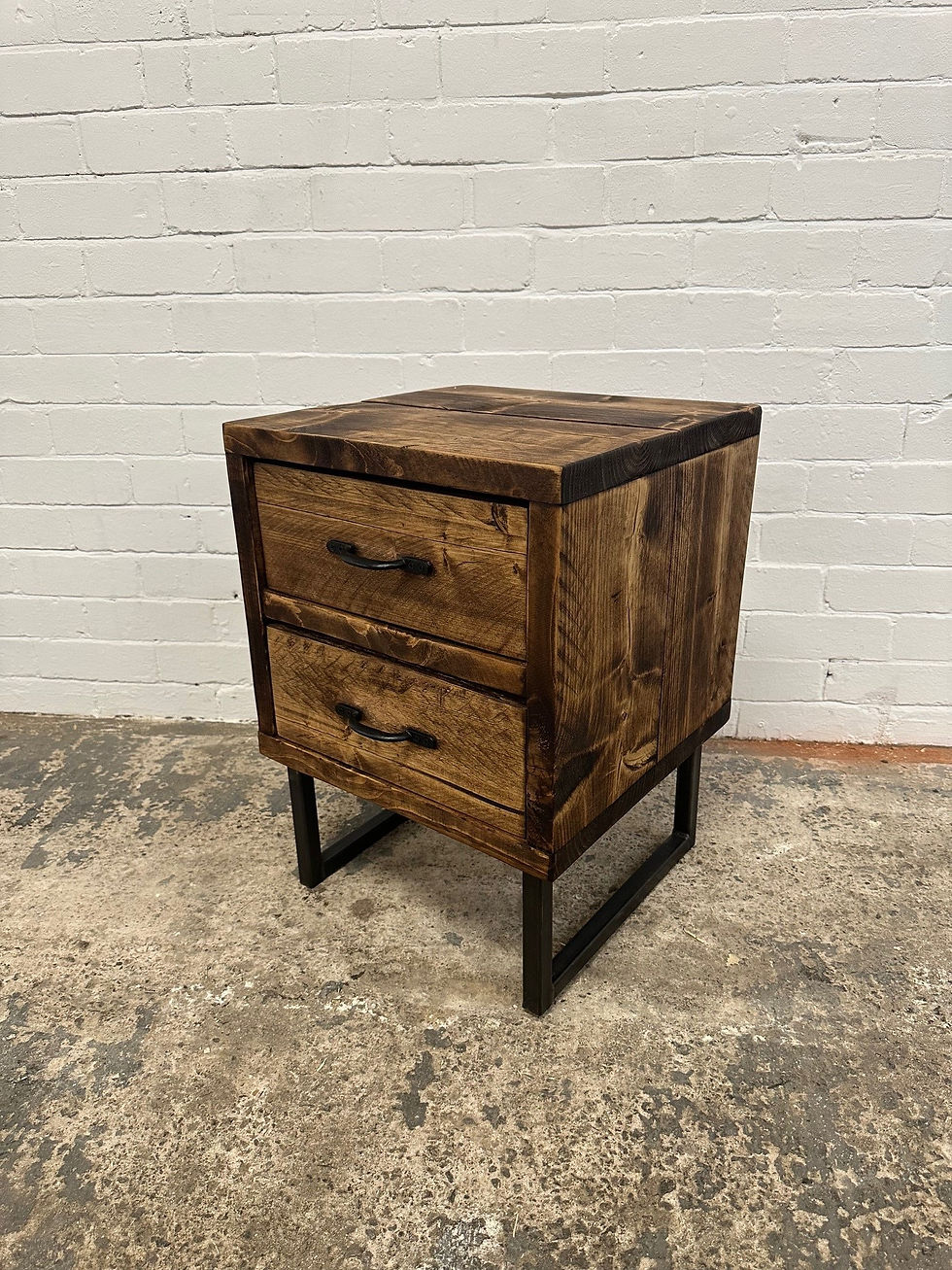 Thumbnail: Industrial Chic Reclaimed Custom Bedside Side Table with 2x Drawer 784