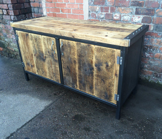 Thumbnail: Reclaimed Industrial Chic Rustic Sideboard Dresser Cupboard 381
