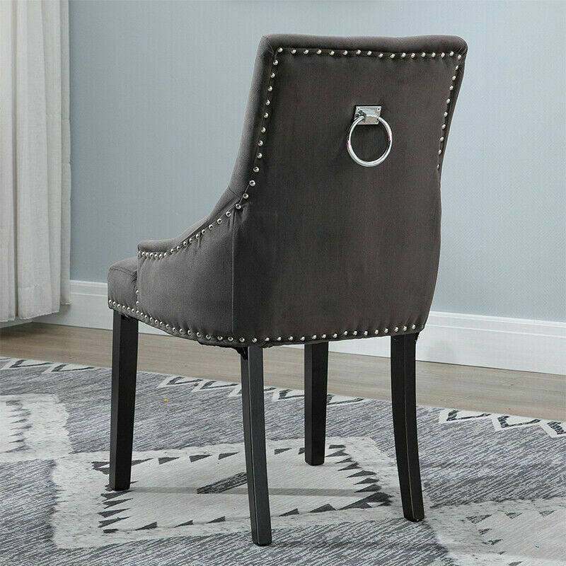 Thumbnail: Velvet Button Back Dining Chair with Ring Knocker