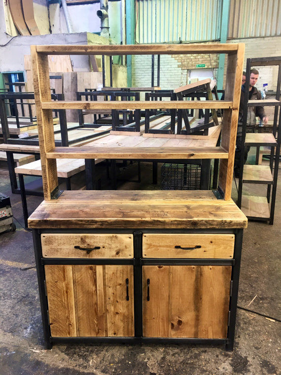 Thumbnail: Reclaimed Industrial Chic Rustic Sideboard Dresser Cupboard 061