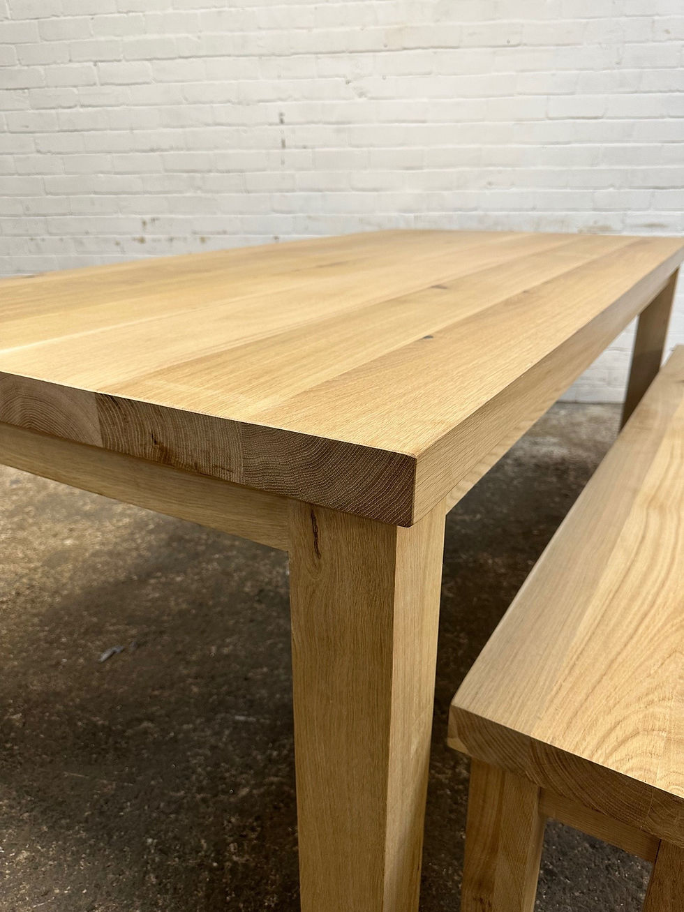 Thumbnail: Chunky Straight Leg Full Stave Solid Oak All Timber Dining Table -774