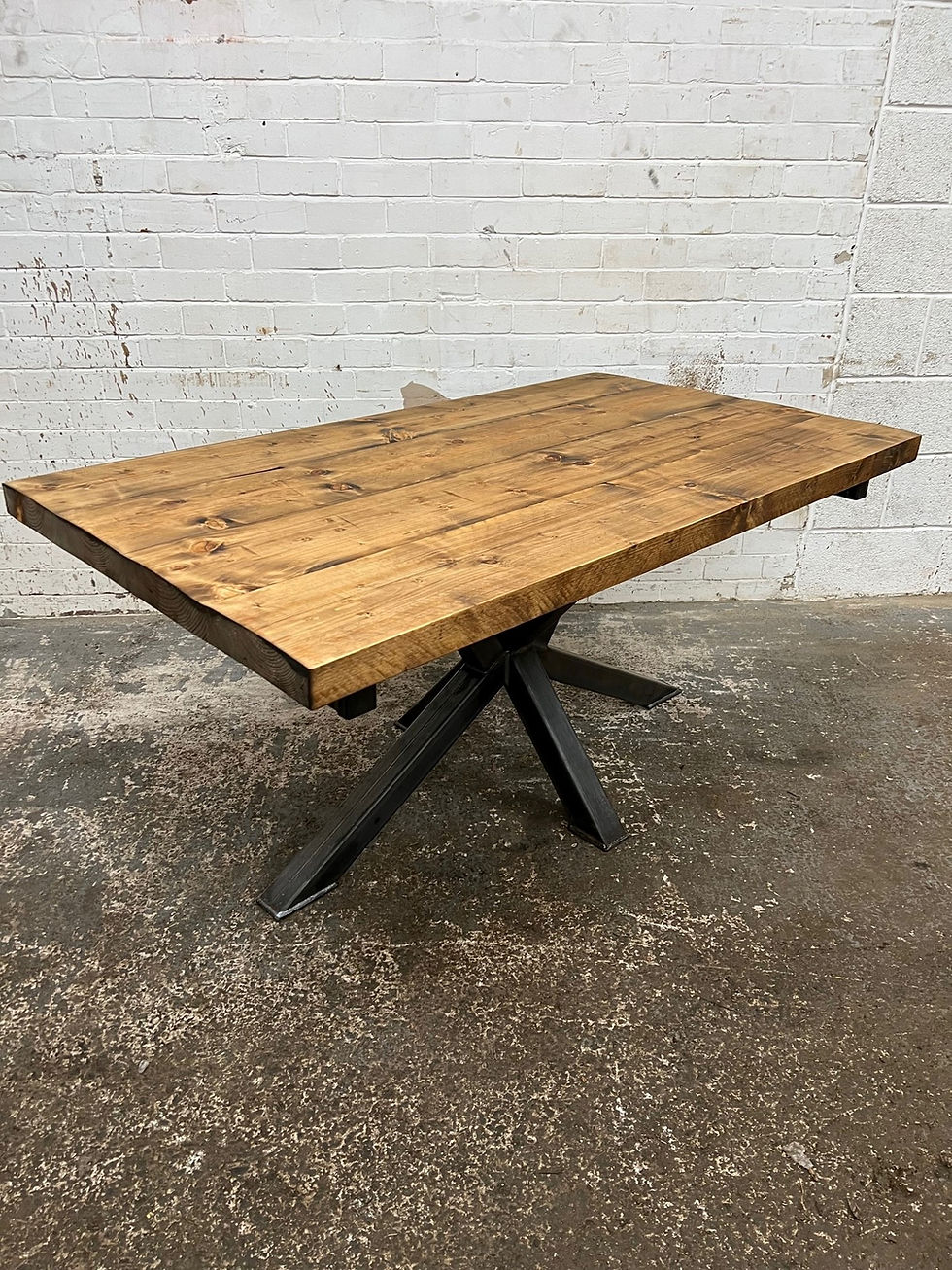 Thumbnail: Reclaimed Industrial Chic 6-10 Seater Pedestal End Extending Table -533-1