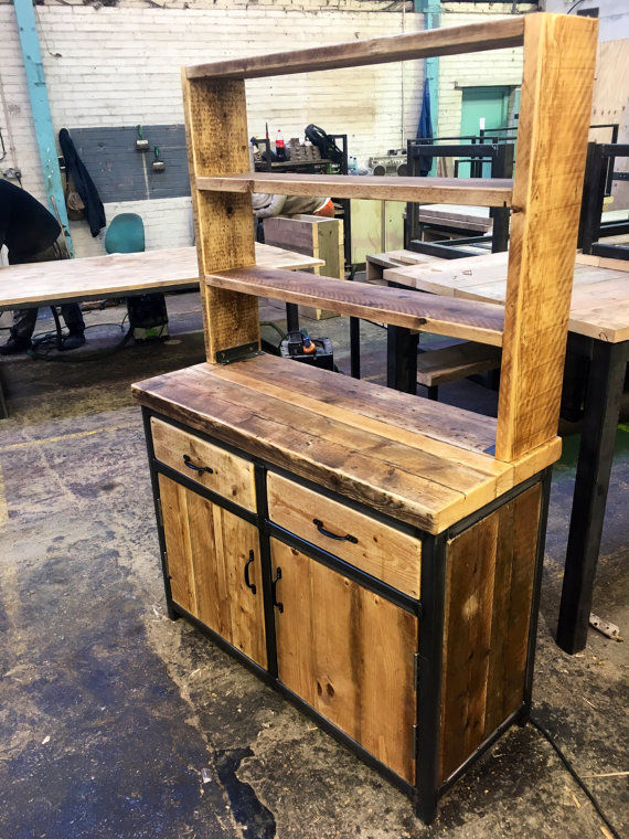 Thumbnail: Reclaimed Industrial Chic Rustic Sideboard Dresser Cupboard 061