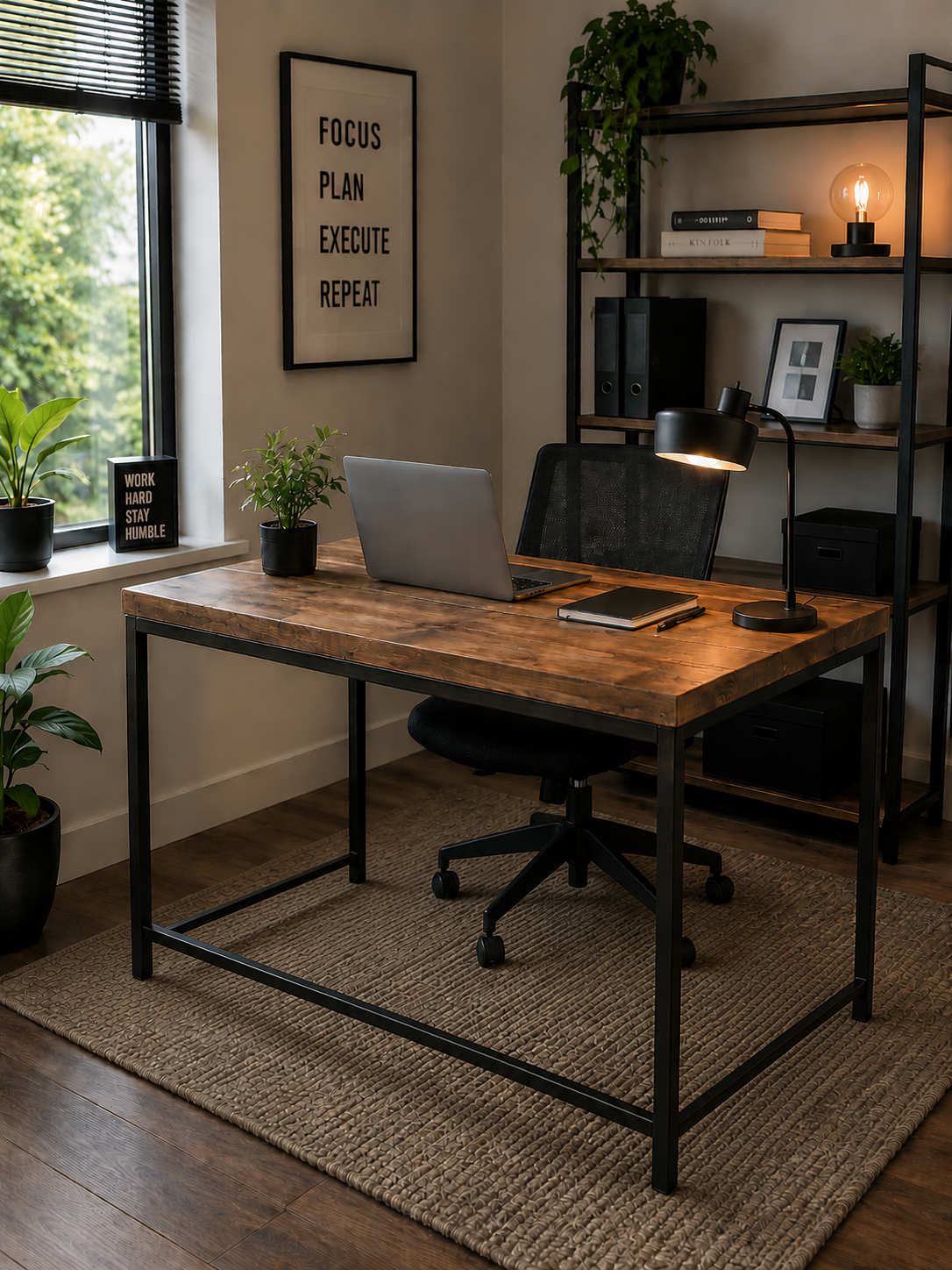 Reclaimed Industrial Chic Cube Wood & Metal Desk 301