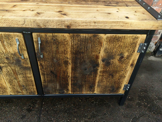 Thumbnail: Reclaimed Industrial Chic Rustic Sideboard Dresser Cupboard 381