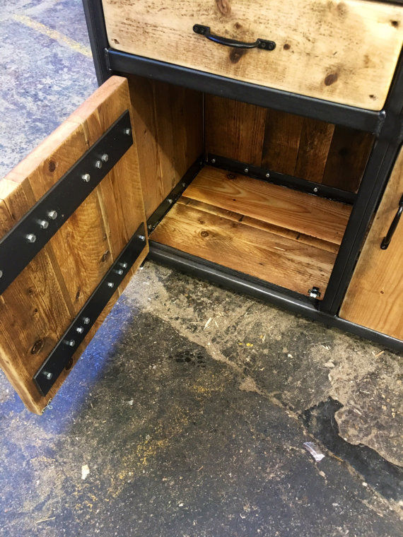 Thumbnail: Reclaimed Industrial Chic Rustic Sideboard Dresser Cupboard 061