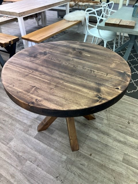 Thumbnail: Round Chunky Rustic Farm house Pedestal Dining table - 811
