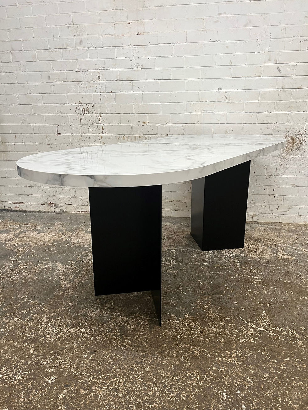 Thumbnail: Industrial Modern Carrera Marble Style Table with steel V legs - 711