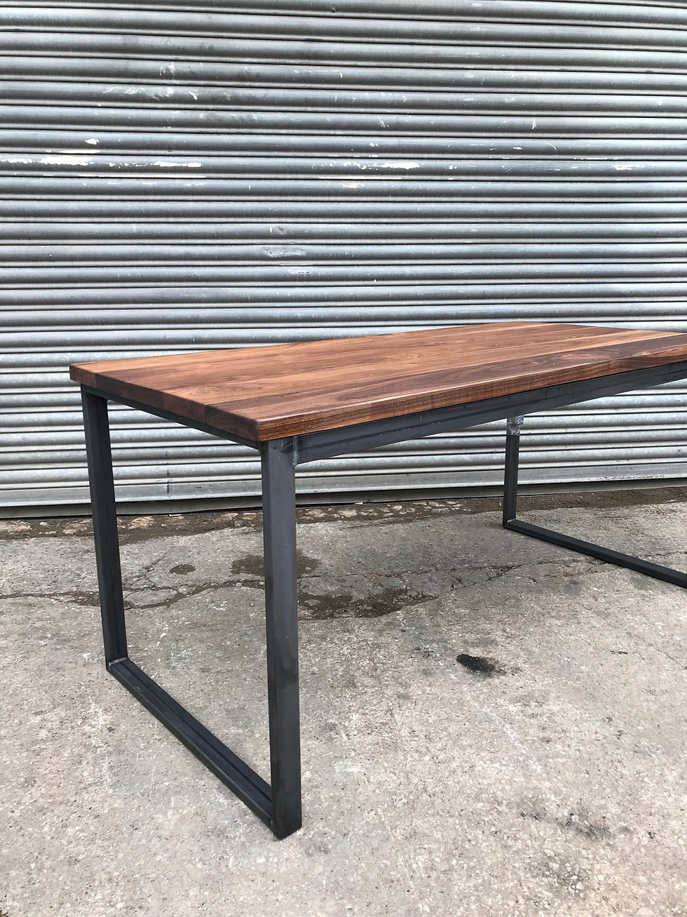 Thumbnail: Solid Full Stave WALNUT Industrial Chic 6-8 Seater Wood Steel Table HCB 624