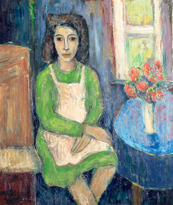 136.huisvrouw met bloemen