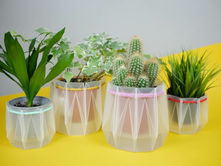 Engenheiros inventam potes que auto-regam plantas inspirados em origami, feitos com materiais 100% r