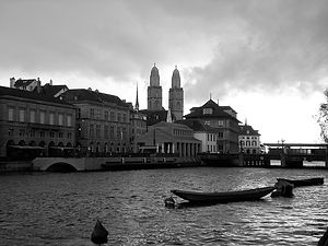 zurich, switzerland, river, church