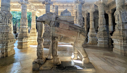 India, Udaipur, Ranakpur Temple, jain, marble, tourist attraction, pillars, elephant