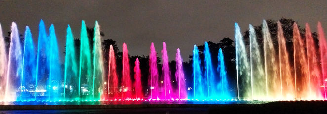 Peru, Lima, city, water, fountains, magic water circuit, night, lights
