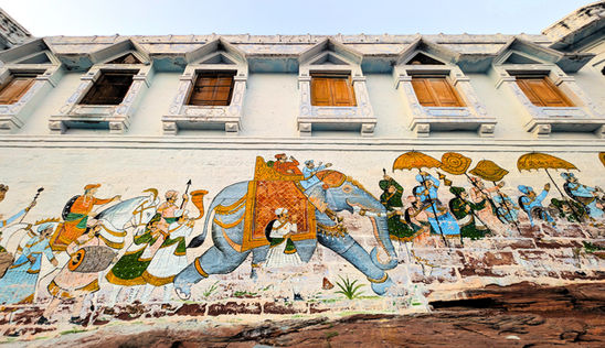 India, Jodhpur, blue city, street art, mural, blue, building